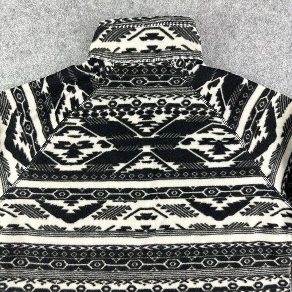 Eddie Bauer Fleece Pullover Sweater Top Womens M Black Western Aztec 1/4 Zip - Picture 7 of 13